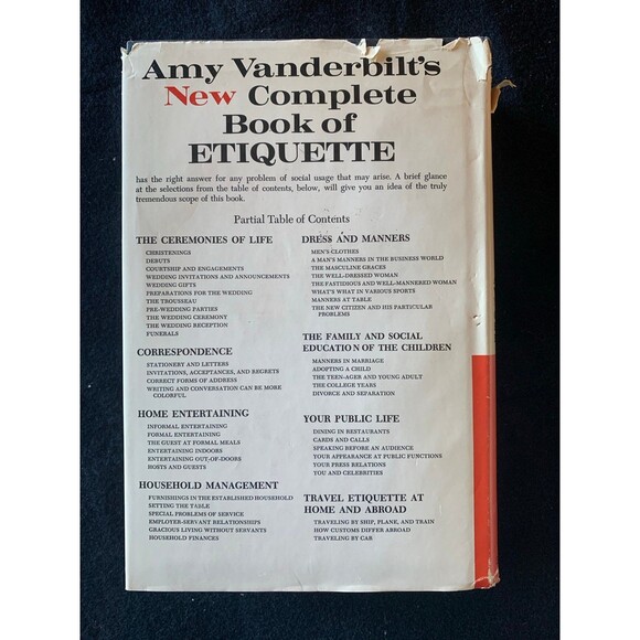 Amy Vanderbilt’s 1967 New Complete Book Of Etiquette Hardcover - Picture 3 of 8